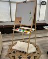 KIDS WOODEN DOUBLE SIDED LEARNING AND DRAWING BOARD WITH EASELS. 