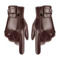 Gloves Men Winter PU Leather Gloves Button Warm Mittens Luxurious PU Leather Driving Men's Gloves. 