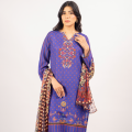 Maahru Unstitched Fabric for women and girls - 2 piece - Shirt and Dupatta - Purple Haze Suit. 