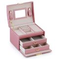 Two Layer Jewelry Organizer Box for Women – PU Leather Large Storage Case with Lock – Classic Style – All Season. 