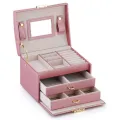 Two Layer Jewelry Organizer Box for Women – PU Leather Large Storage Case with Lock – Classic Style – All Season. 