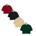 Pack of 4 Premium Quality Plan Crop T Shirt Crew Neck Half Sleeves Crop Top for Girls Crop Top for Women Crop Top for Ladies. 