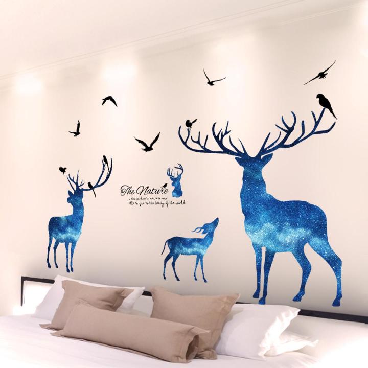 3d three-dimensional wall stickers star deer stickers creative bedroom room bedside background wall painting decorative wall wallpaper self-adhesive