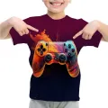 New 2024 Summer Kids Clothes 3D Gamepad Joystick Print Children's Harajuku Clothes Boys Short Sleeve Tops T-Shirt Girls Clothes. 