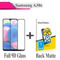 Samsung Galaxy A30s Glass Protector 9D|5D|6D|10D|11D|21D Black Tempered Glass Screen Protector Full Glue Edge To Edge + Back Matte Protector Soft Film Protection For Samsung Galaxy A30s. 