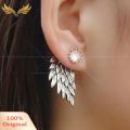 1 Pair Women Fashion Xmas Gift Angel Wings Rhinestone Inlaid Stud Earrings. 