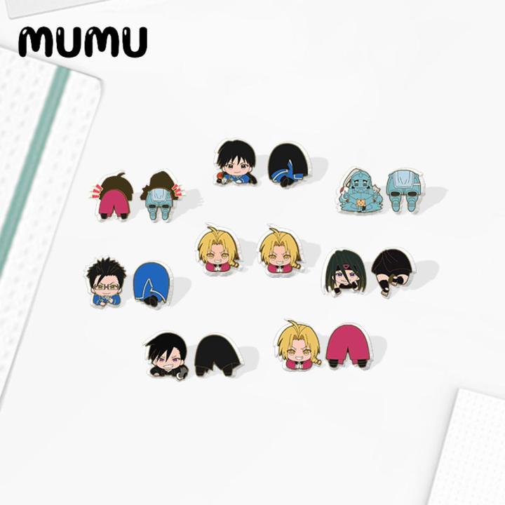 2020 New Fullmetal Alchemist Stud Earring Anime Acrylic Earrings Resin Epoxy Jewelry Gifts Girls
