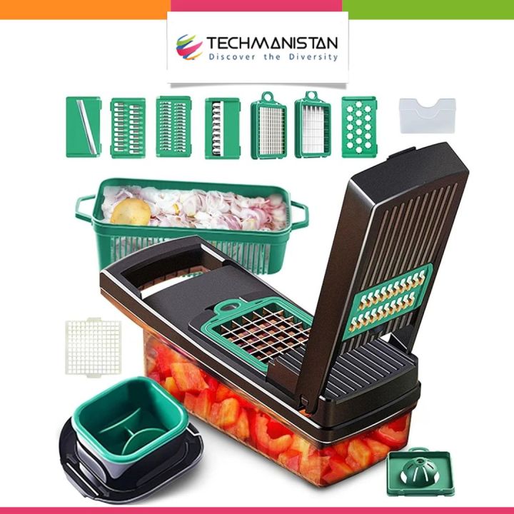 Techmanistan 13in1 Multifunctional Vegetable Chopper, Slicer, Dicing Machine, Salad Cutter with Egg Separator, Nicer Dicer