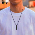 Korean Jewellery Never Fade Stainless Black Bar Locket Necklace Pendant for Boys & Men. 