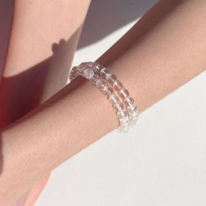 Pair of Clear Quartz Crackle Bead Bracelet