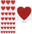 Pack of 30  Red Glitter Love Heart Stickers - - Craft Stickers. 