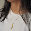 Ayatul Kursi Pendant Necklace for Men – Stainless Steel 3D Bar Islamic Chain – Arabic Calligraphy – Golden Silver Black – Muslim Gift Jewelry. 