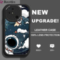 Jizetin for Redmi 10C Back Cover Cloud Astronaut Lambskin Texture PU Leather Back For Girls Boys Soft Phone Case. 