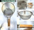 Stainless Steel Deep Frying Strainer Wooden Hndle | Fine Mesh Kitchen Chalni for Fries, Pakoray, Pasta, Noodles & Cooking. 