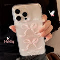 Cute Sweet Girl Pink Bow Phone Case For iPhone 16 15 14 13 12 11 Pro Max X XS XR 7 8 Plus Clear Soft Silicone Shockproof Cover. 