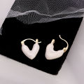 Korean Luxury White Oil Dropping Love Stud Earrings For Women Fashion Elegant Metal Jewelry Gifts. 