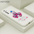 Hontinga for Realme 5 5I 5S 6I Case Cute Cartoon Cute Squid Game Character Phone Cover Square Liquid Silicone Shockproof Protective Cases. 