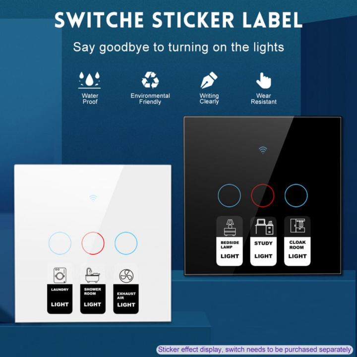 1 Sheet Switch Stickers English Print Self-adhesive Removeable Bathroom No Mark Left Push Button Icon Labels For Home Use