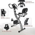 Exercise Bike Stationary bike, Ultra-Quiet Folding Indoor Cycling Bike with 8-Level Resistance, Arm Resistance Band, High Backrest, LCD Monitor, Workout bike for Home Men Women and Seniors. 