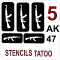 5 Ak 47 Gun Tattoo Stencils Stickers available in 3 large and 2 medium sizes. Color and get the design at a very low price.. 