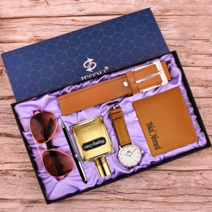 6 in 1 Customise Leather Wallet Gift Set for Men