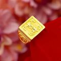 Gold shop with 999 24k real gold ring men's fortune adjustable 24 K 5D real gold ring smooth sailing domineering male ring. 