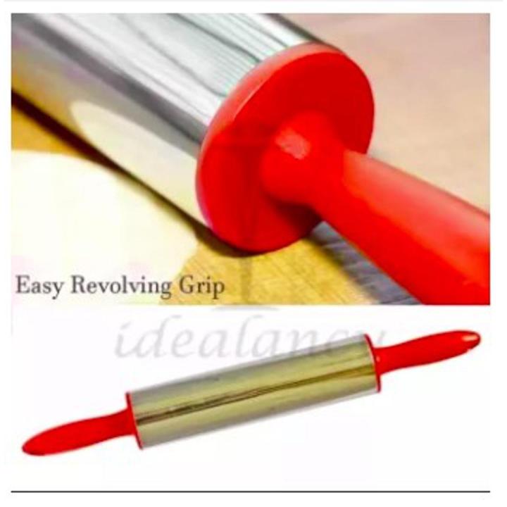 Stainless Steel Rolling Pin with Plastic Handles, Dough Roller for Pizza, Baking, Belan, Belana, Belna, Pie and Cookie with Plastic Handle & Nonstick Surface Roller, Essential Kitchen Utensil Tools Gift Ideas for Bakers -Traditional Pins 10" inch Barrell