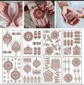 Waterproof Red Henna Mehndi Temporary Tattoo Mehndi Sticker for Girls Hand Henna Classic Design Sticker Tattoo Instant Mehndi Sticker. 