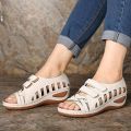 OIMG Women Sandals Cross Belt  Non-Slip Casual Wedge Sandal For Women Pure Color. 