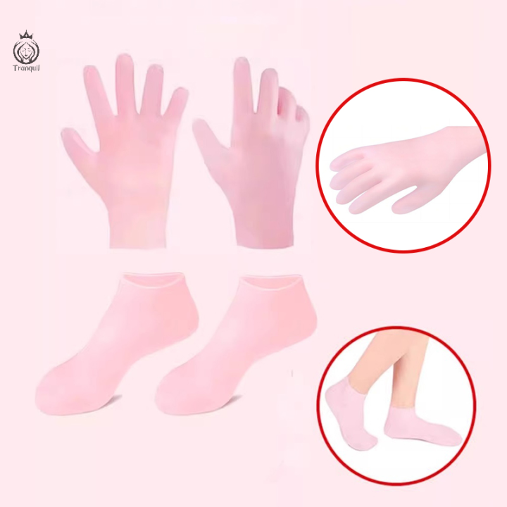 Elastic Silicone Moisturising Gloves Footbath Socks Waterproof Anti-dry Cracked Hand/Foot Care Exfoliating Mask Sets