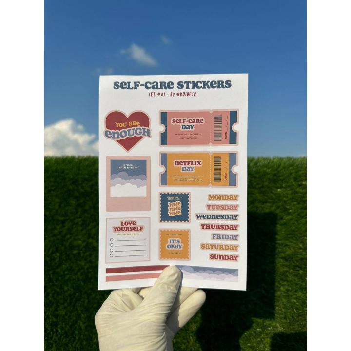 Self Care Journaling Sticker Sheet - Journaling Self Care Stickers