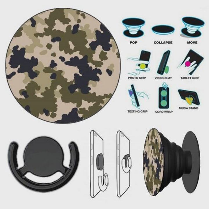 Popsocket Phone Grip With Free Mount Adapter - Camo Series v19 - PopSocket Black - SKINLEE-311-3-2