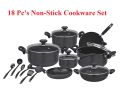18 Piece Non-Stick Cookware Set with Glass Lids Heavy Duty Pots and Pans Set Non-Stick Tawa Frying Pan Sauce Pan Cooking Pan Wok Spoons Set. 