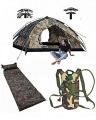 Pack Of 3 - 4 Person Tent With Sleeping Bag & Waterbag. 