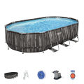 20 Feet Length Bestway Steel Frame Oval Pool 5611R, 12 Ft Width x 48 Inch Full Depth Large For Children & Adults, Easy To Setup & Drain Full Size Pool, Big & Deep Family Swimming Pools, Summer & Water Fun, With Filter Pump, Cartridge, Ladder. 