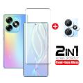 Itel S23 plus Tempered Glass for Itel S23 2 in 1 Full Cover Camera Lens Glass Screen Protector Glass Film. 