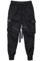 Men's Loose Cargo Pant, Fashion Adjustable Straps Tapered Trousers with Multi Pockets. 