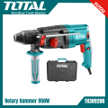 TOTAL 950W Corded Rotary Hammer SDS Plus System with 3 Drills and 2 Chisels, 1set Extra Carbon Brushes TH309288. 