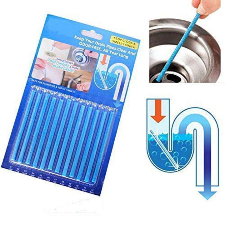 Drainage Block Remover Cleaning Rod Pipes for Toilet Bathtub and Kitchen Drain Cleaning. (1 Packs of 12 Sticks)