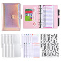 A6 Leather Budget Binder Notebook Notepad Diary Planner Cash Envelopes Pockets for Money Saving Bill Organizer. 
