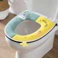 【Happier】 Cute Cartoon Bathroom Toilet Seat Cover Universal Thickened Plush Toilet Cushion Overcoat Zip Toilet Case Mat Household Supplies. 