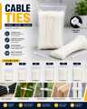 White Nylon Cable Ties Pack | Heavy Duty Zip Ties | 4", 6", 8", 10", 12", 14" | Self Locking Wire Cable Organizer. 