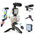 Vloging Video Making AY49 for Smartphone and Camera Vlogging Video Making Kit RGB Studio Kits Video Recording Photography Suit with Microphone LED Fill Light Mini Tripod Kit With Remote. 