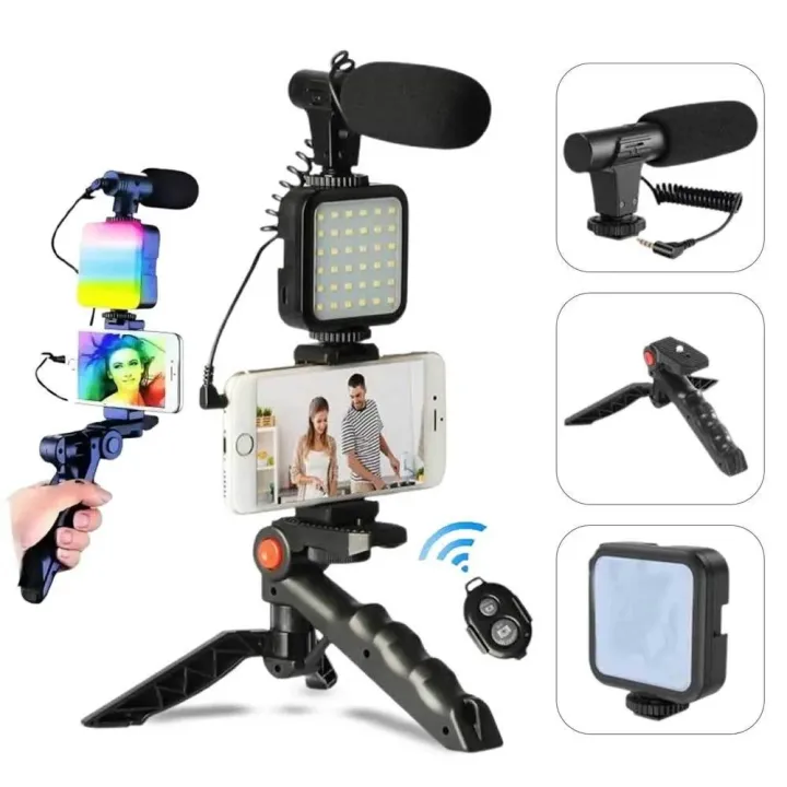 Vloging%20Video%20Making%20AY49%20for%20Smartphone%20and%20Camera%20Vlogging%20Video%20Making%20Kit%20RGB%20Studio%20Kits%20Video%20Recording%20Photography%20Suit%20with%20Microphone%20LED%20Fill%20Light%20Mini%20Tripod%20Kit%20With%20Remote%20-%20Image%202