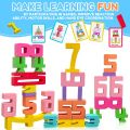 Wooden Number Building Blocks - 20Pcs Stacking for 3+ Years Old Kids, Digital Building Blocks, 1-10 Digital Blocks Toys, Balance Competition Toy, Educational Gift for Boys and Girls. 