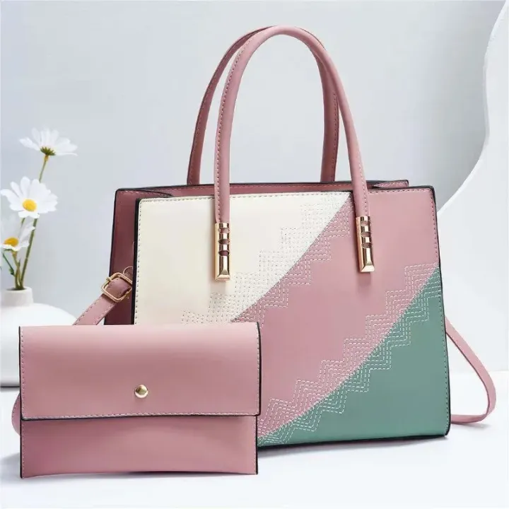 2024%20New%20Fashion%20Spliced%20Women's%20Handbag%20European%20and%20American%202%20Piece%20Set%20Shoulder%20Crossbody%20Bag%20Women's%20Casual%20Tote%20Bag%20-%20Image%206
