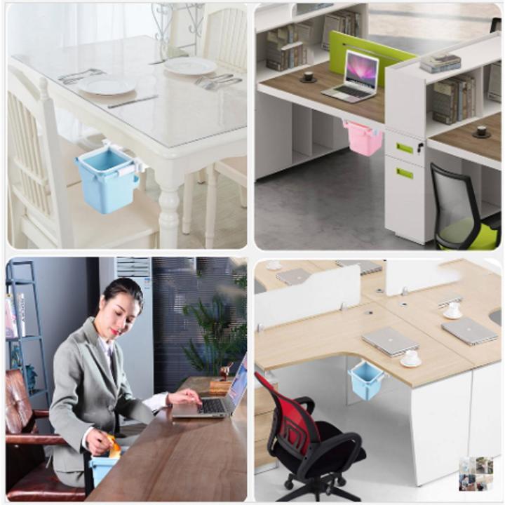 1Pcs Retractable Office Desk Home Adhesive Dustbin Under Table Trash Can Garbage Waste Bin - Multi