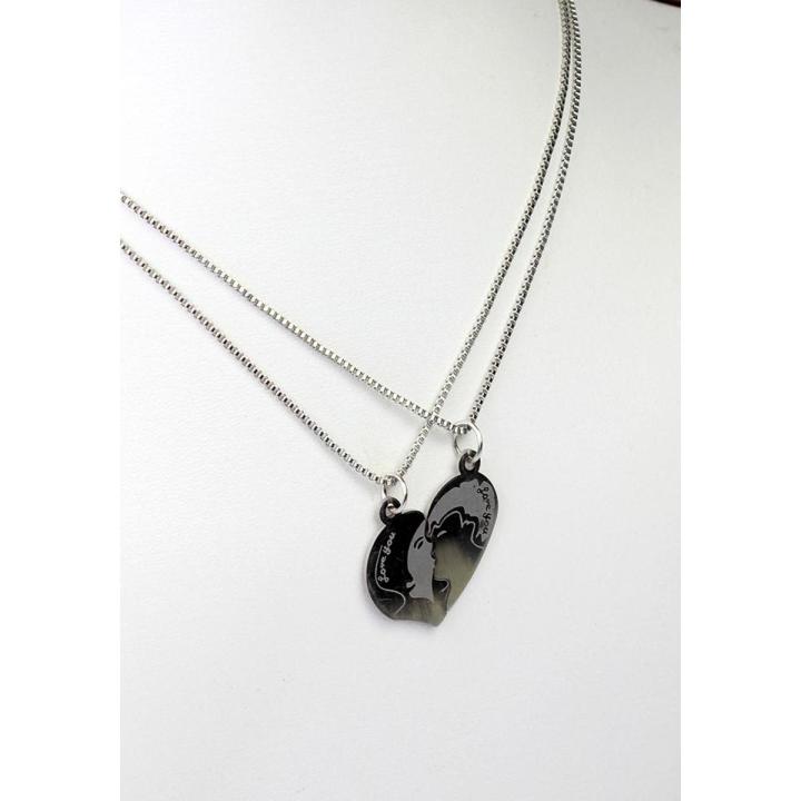 Couple Heart pendent love you kiss pendent chain for boys and girls, men high quality silver