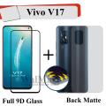 Vivo V17 Full Black 9D Tempered Glass Edge to Edge Full Glue Screen Protector + Back Matte Protector Soft Skin Sheet Soft Film Protector For Vivo V17. 