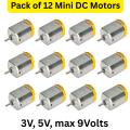 Mini DIY DC Motor 3V, 6V, 9V | 1,2,3,5,12-Pcs Motors | High Speed 3500RPM Motor for DIY Projects, Toy Cars, Prpeller, Fans & Robotics. 